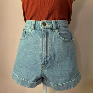 American Apparel High Waist Denim Cuff Shorts